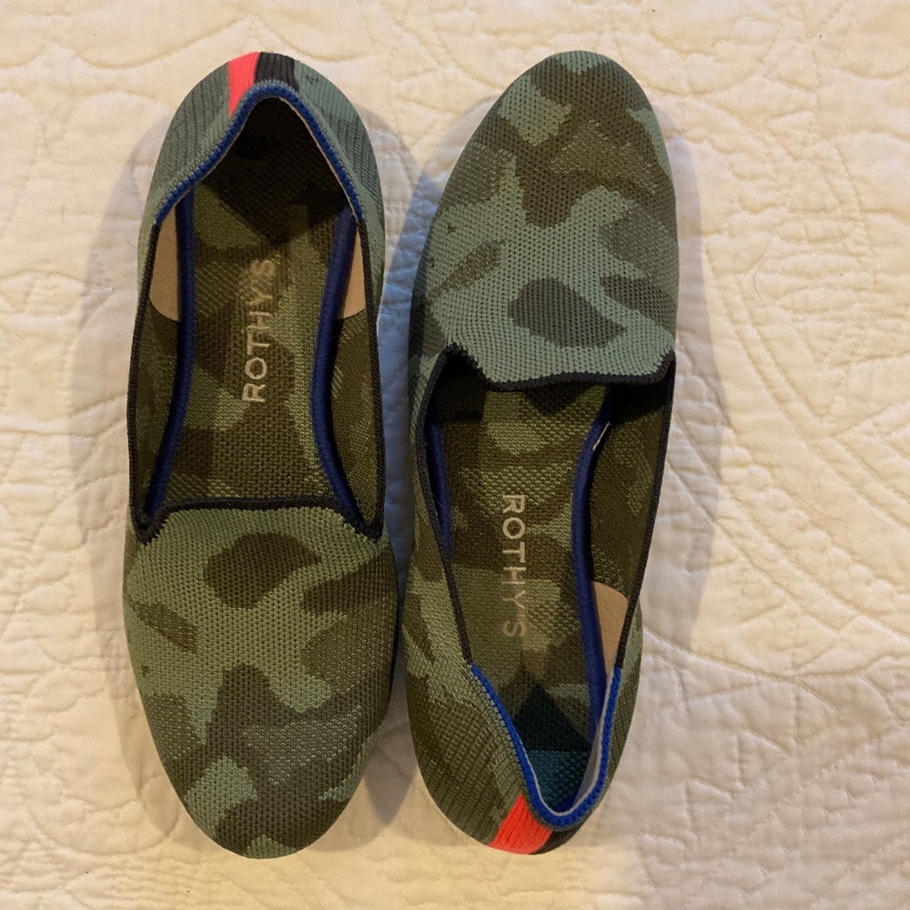Rothy’s Olive Camo Loafers 7.5